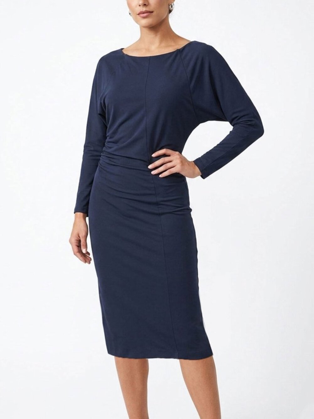 Armani Exchange Navy Blue Stretch Sheath Dress Dolman Sleeve NWT Size XS